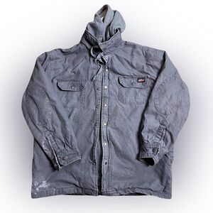 Dickies men grungy tattered barn chore flawed full zip/ button  lined jacket LG